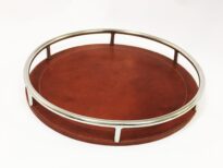 Circular tray with stainless steel handles