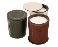 LEATHER CANDLE HOLDER (WITH CANDLE)